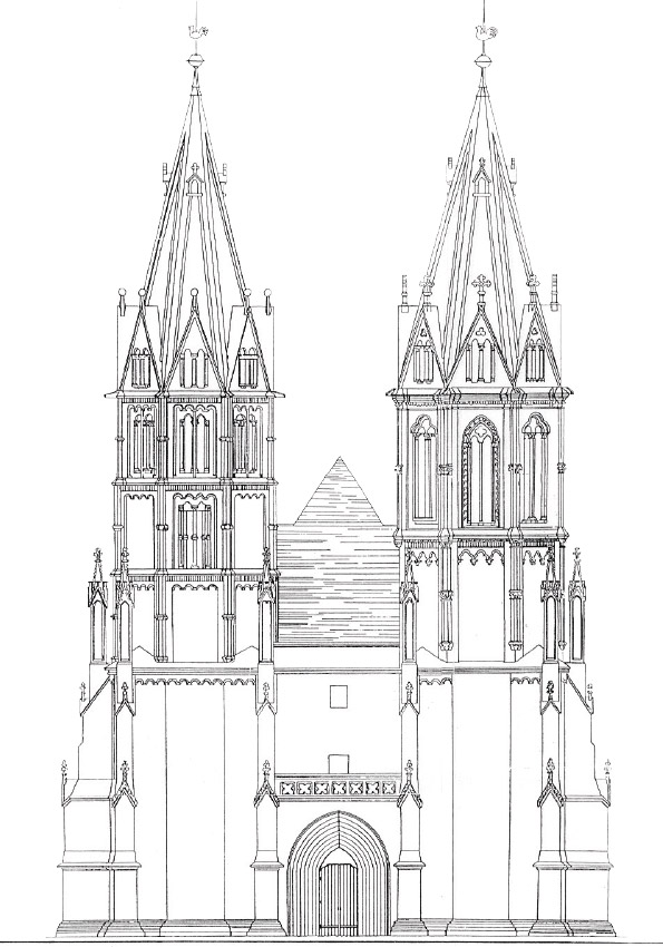 Zeichnung der Divi-Blasii-Kirche von außen